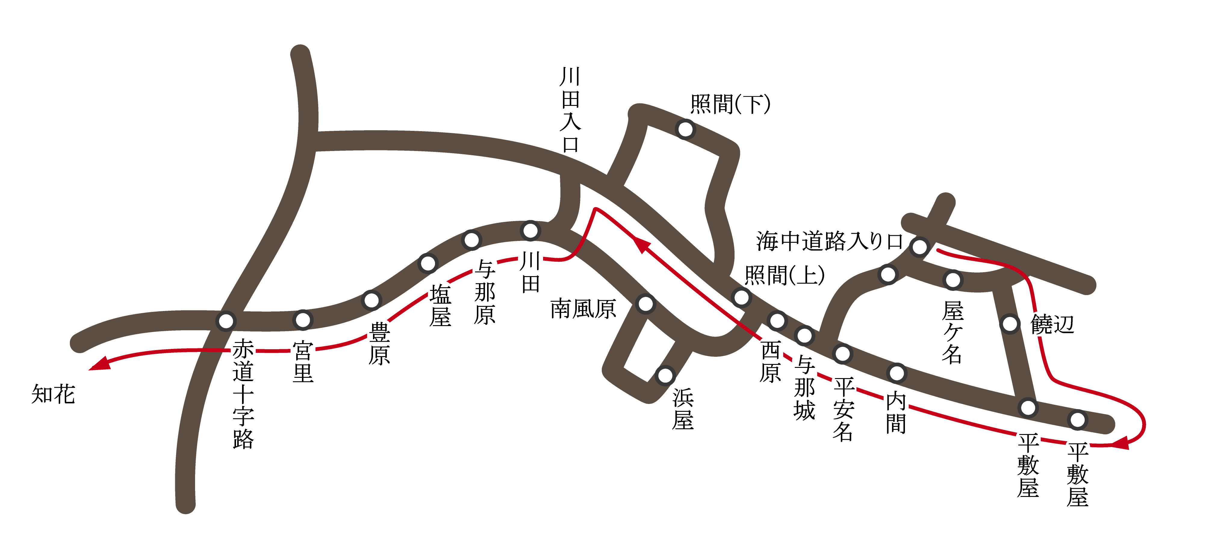 バス運行時刻表（与勝→クリニック、上り）